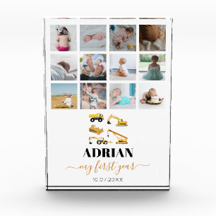 建築トラックベビー1年目の写真コラージュ フォトブロック