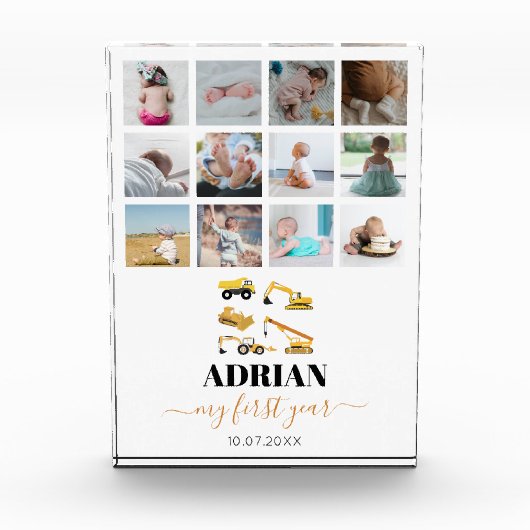 建築トラックベビー1年目の写真コラージュ フォトブロック (正面)