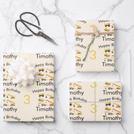 建築トラックボーイズネーム&エイジ誕生日 ラッピングペーパーシート