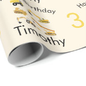 建築トラックボーイズネーム&エイジ誕生日 ラッピングペーパー (ロールコーナー)