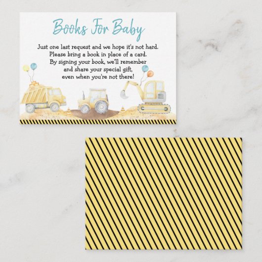 建築トラックボーイ赤ちゃんシャワー予約リクエスト エンクロージャーカード (正面/裏面)