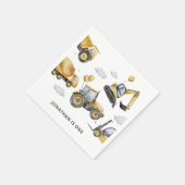 建築トラックボーイ1歳の誕生日パーティー スタンダードカクテルナプキン (角)