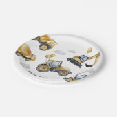 建築トラックボーイ1歳の誕生日パーティー ペーパープレート (アングル)