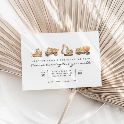 建築トラックモダンミニマル誕生日 招待状