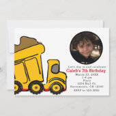 建築トラック写真の誕生日パーティーへの招待 招待状 (正面)