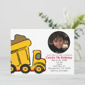 建築トラック写真の誕生日パーティーへの招待 招待状 (スタンド正面)