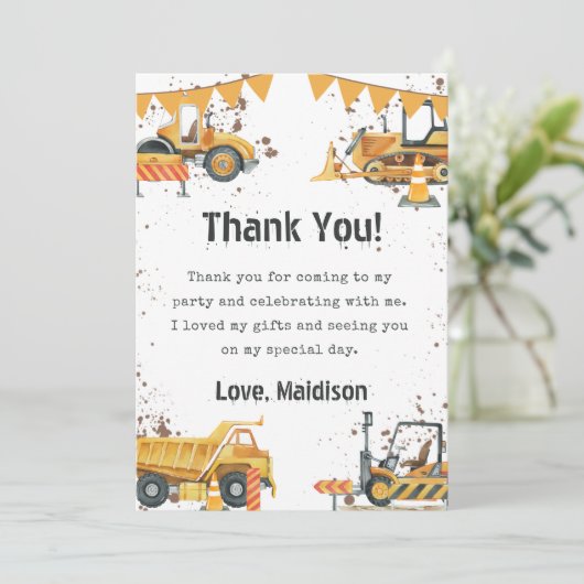 建築トラック子供の誕生日サンキューカード 招待状 (スタンド正面)