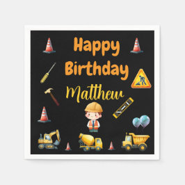 建築トラック子供の誕生日ナプキン スタンダードカクテルナプキン