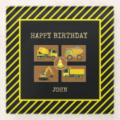 建築トラック子供の誕生日パーティー装飾 ガラスコースター (正面)