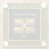 建築トラック子供の誕生日パーティー装飾 ガラスコースター (裏面)