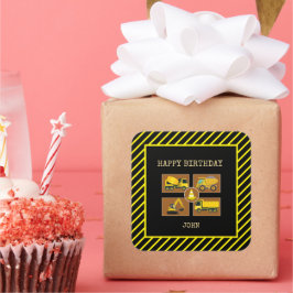 建築トラック子供の誕生日パーティー装飾 スクエアシール