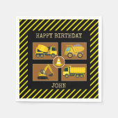 建築トラック子供の誕生日パーティー装飾 スタンダードカクテルナプキン (正面)