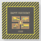 建築トラック子供の誕生日パーティー装飾 ストーンコースター (正面)