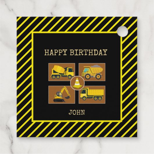 建築トラック子供の誕生日パーティー装飾 フェイバータグ (裏面)
