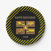 建築トラック子供の誕生日パーティー装飾 ペーパープレート (正面)