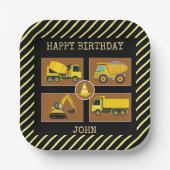 建築トラック子供の誕生日パーティー装飾 ペーパープレート (正面)