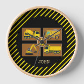 建築トラック子供の誕生日パーティー装飾 壁時計 (正面)