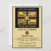 建築トラック子供の誕生日パーティー装飾 招待状 (正面)