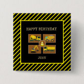 建築トラック子供の誕生日パーティー装飾 缶バッジ (正面)