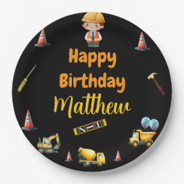 建築トラック子供の誕生日紙プレート ペーパープレート