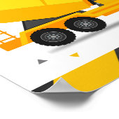 建築トラック子供の誕生日給油所 ポスター (角)