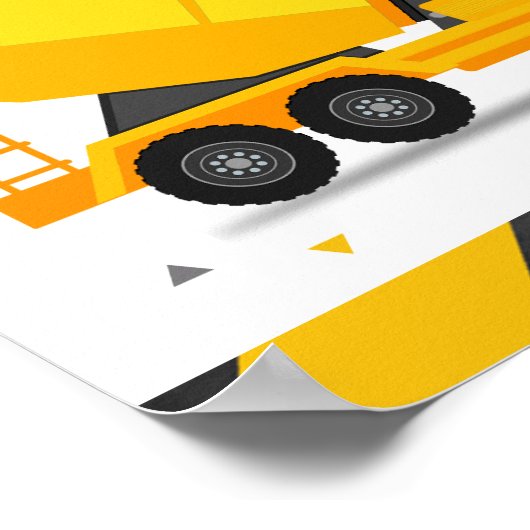 建築トラック子供の誕生日給油所 ポスター (角)