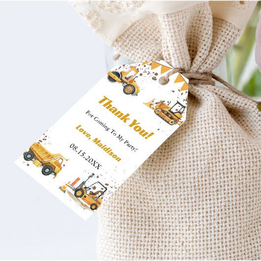 建築トラック子供の誕生日 ギフトタグ