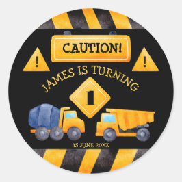 建築トラック少年の誕生日パーティー ラウンドシール