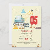 建築トラック少年の誕生日 招待状 (正面)