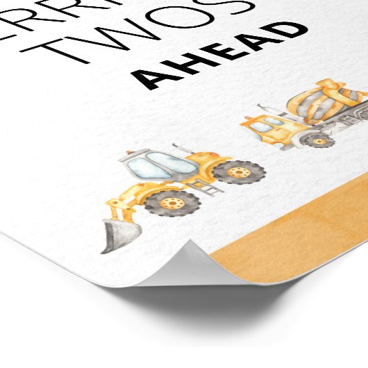 建築トラック恐ろしいトワパーティー標識 ポスター (角)