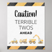 建築トラック恐ろしいトワパーティー標識 ポスター (正面)