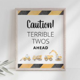 建築トラック恐ろしいトワパーティー標識 ポスター