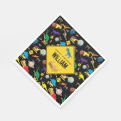 建築トラック恐竜の宇宙誕生日 スタンダードランチョンナプキン (角)