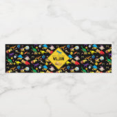 建築トラック恐竜の宇宙誕生日 ペットボトルラベル (シングルラベル)