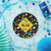 建築トラック恐竜の宇宙誕生日 ペーパープレート (パーティー)