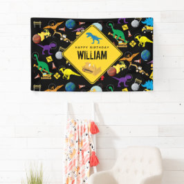 建築トラック恐竜の宇宙誕生日 横断幕