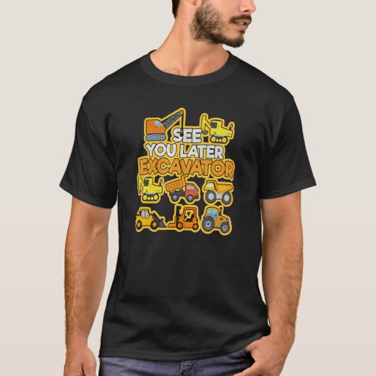 建築トラック掘削機コンクリートミキサーダンプT Tシャツ (正面)