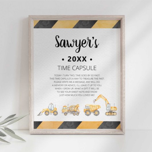 建築トラック時間カプセル標識 ポスター