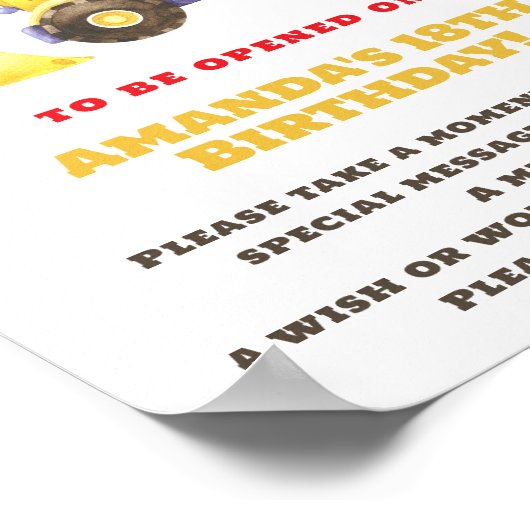 建築トラック時間カプセル1歳の誕生日 ポスター (角)