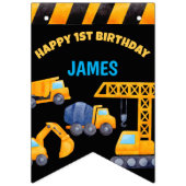 建築トラック男の子の誕生日パーティバナー バンティングフラッグ (第1の旗)