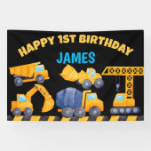 建築トラック男の子の誕生日パーティバナー 横断幕 (横)