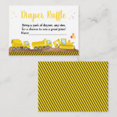 建築トラック男の子の赤ちゃんシャワーおむつラッフル エンクロージャーカード (正面/裏面)