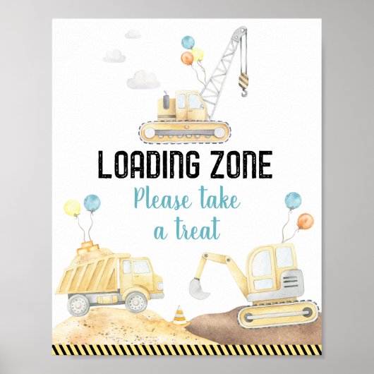 建築トラック荷積みゾーンの処理の標識 ポスター (正面)