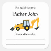 建築トラック蔵書票とメッセージ スクエアシール (正面)