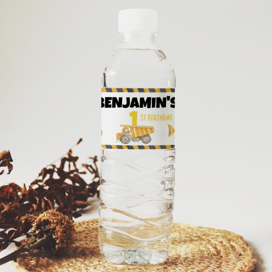 建築トラック誕生日ウォーターボトルラベル ペットボトルラベル