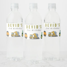 建築トラック誕生日ウォーターボトルラベル ペットボトルラベル