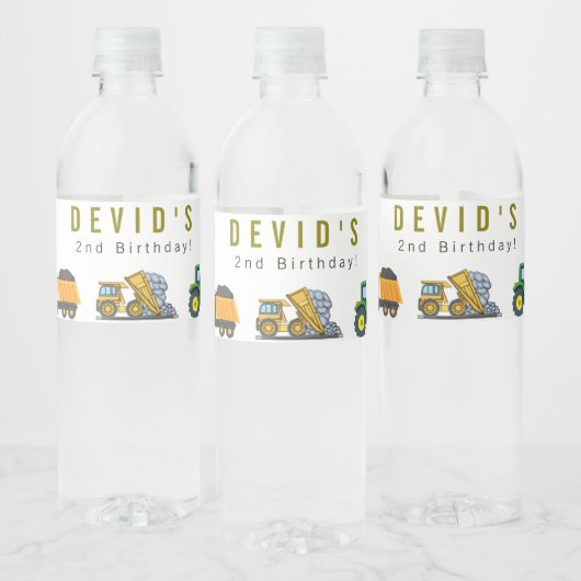 建築トラック誕生日ウォーターボトルラベル ペットボトルラベル (ボトル)