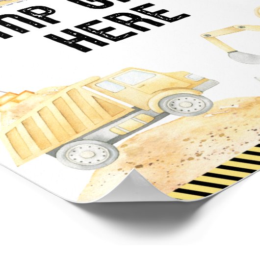 建築トラック誕生日ギフトここにサイン ポスター (角)