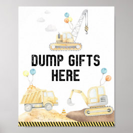 建築トラック誕生日ギフトここにサイン ポスター