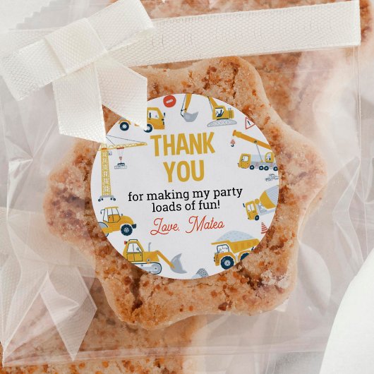 建築トラック誕生日クラシックラウンドステッカー ラウンドシール